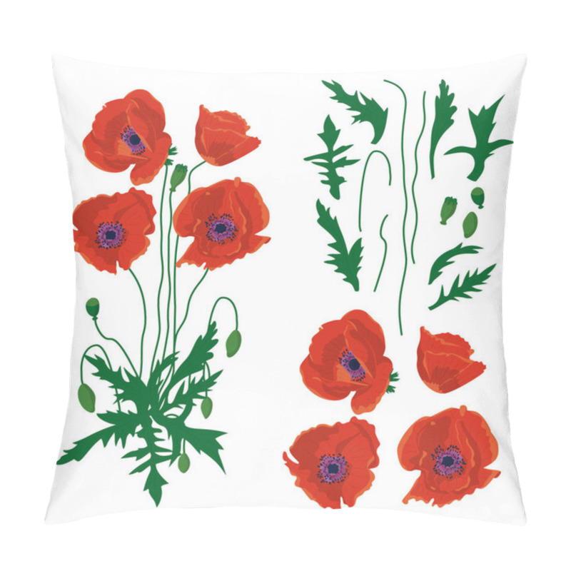 Personality  Hand Drawn Poppy Flowers Clipart. Floral Design Element. Isolated On White Background. Vector Illustration. Pillow Covers