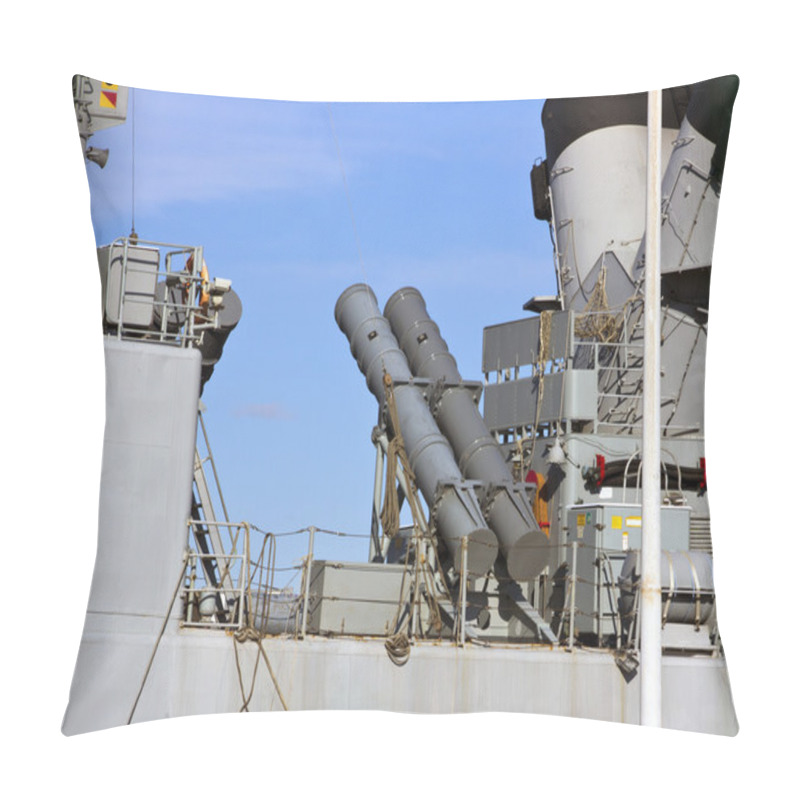 Personality  Modern Warship With Guns And Anti Submarine Mines Pillow Covers