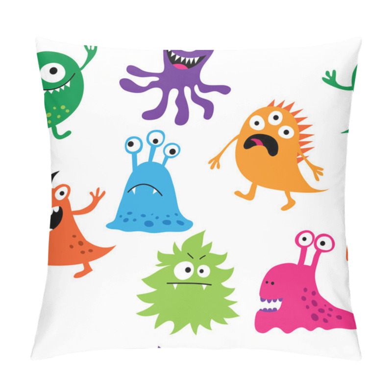 Personality  Seamless Background With Cute Monsters Pillow Covers