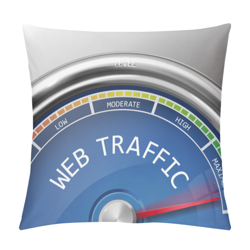 Personality  Web Traffic Conceptual 3d Illustration Meter Indicator Pillow Covers