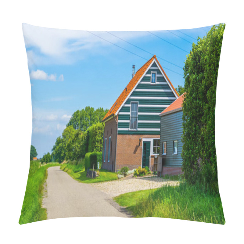 Personality  Classical Dutch Countryside House With Road, Architecture In Zeeland, The Netherlands Pillow Covers