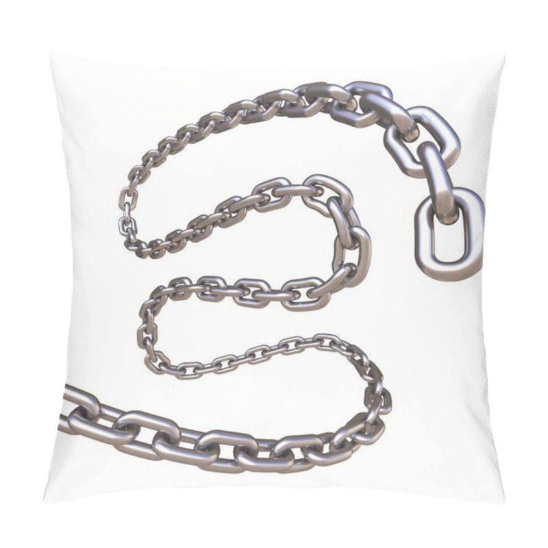 Personality  Metal Chain Curved 3D Rendering Illustration Isolated On White Background Pillow Covers