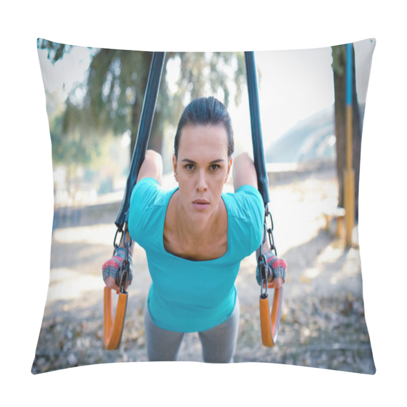 Personality  Serious Woman Training In The Park  Pillow Covers