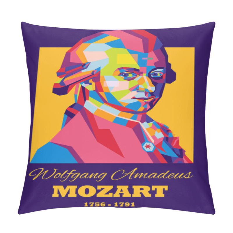 Personality  Wolfgang Amadeus Mozart - Famous Classic Musician Illustration In Vector Wpap Style Pillow Covers