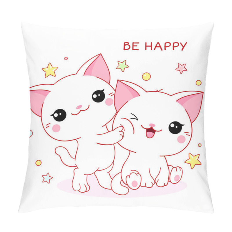 Personality  Square Greeting Card With Kawaii Cats Pillow Covers