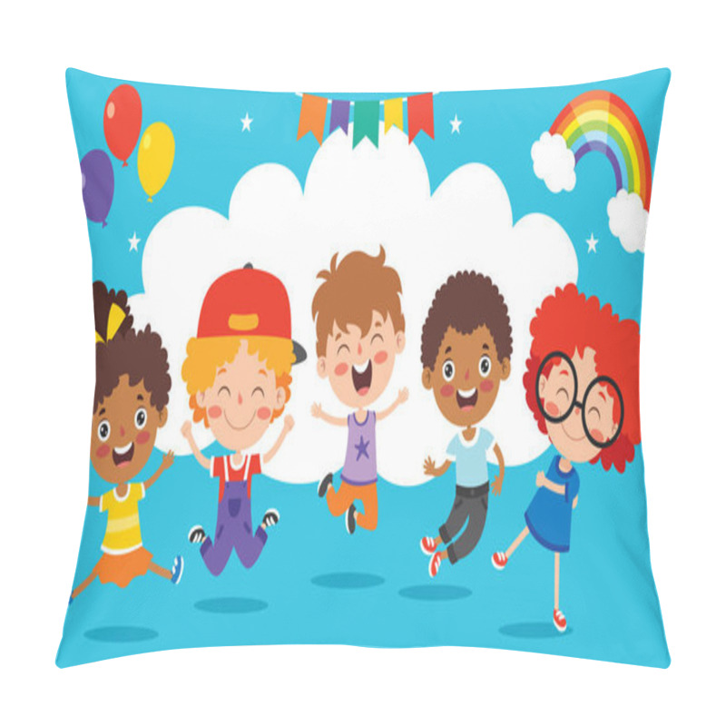 Personality  Happy Multi Ethnic Kids Playing Together Pillow Covers