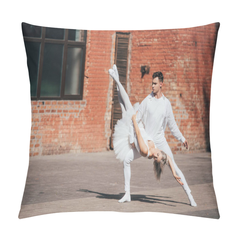 Personality  Beautiful Young Ballet Dancers Practicing On Urban City Street  Pillow Covers