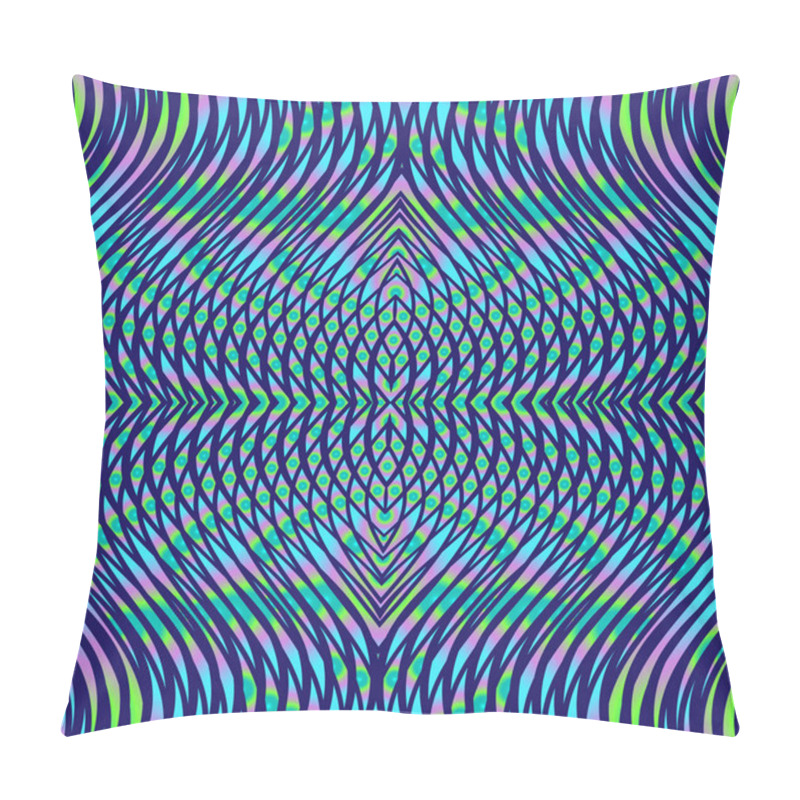 Personality  Meditative Mystical Linear Abstract Vector Background With Optical Illusion. Pillow Covers