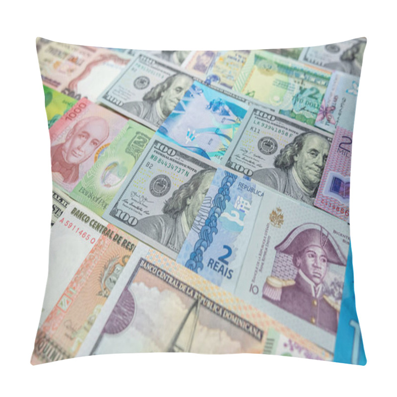 Personality   Collection Of South And North American Bills. Concept For Money Exchange Business Pillow Covers