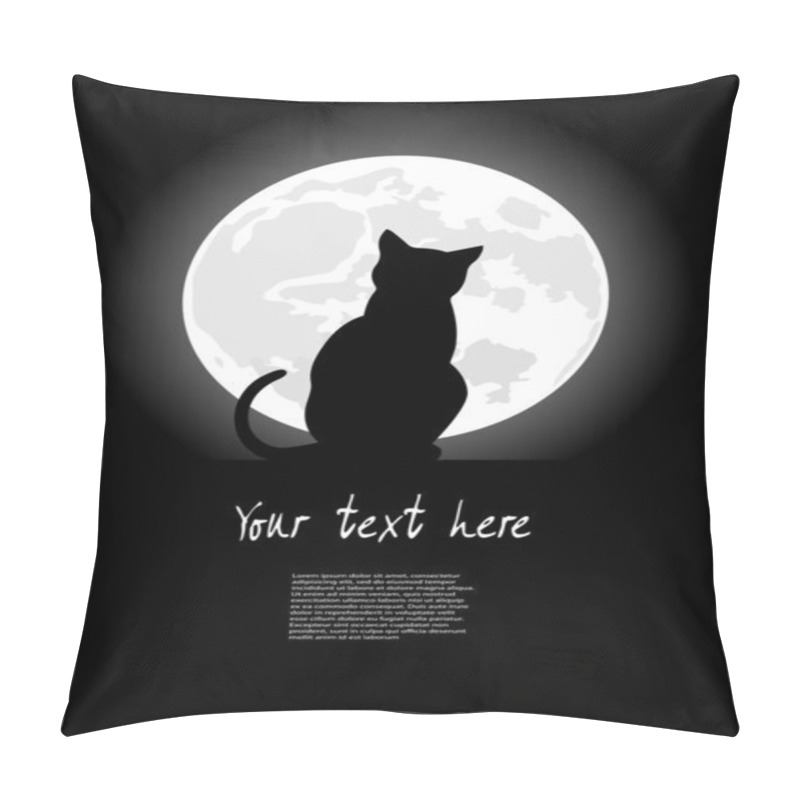 Personality  Black Cat Sitting Opposite To The Moon In Night Of The Halloween Pillow Covers