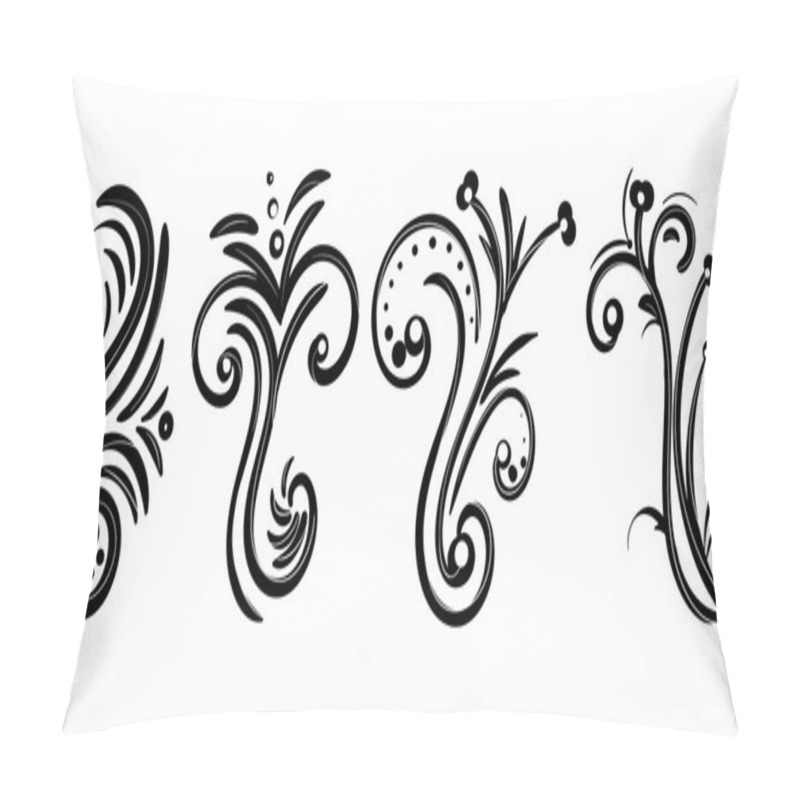 Personality  Hand Drawn Vector Swirl Flower Elements Pillow Covers