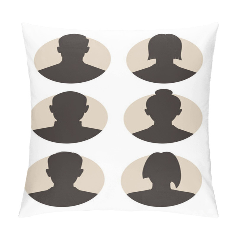 Personality  Set Signs Mens And Womens Avatar. Icons Male And Female Silhouettes. Profiles Abstract People. Unknown Or Anonymous Person. Vector Illustration  Pillow Covers