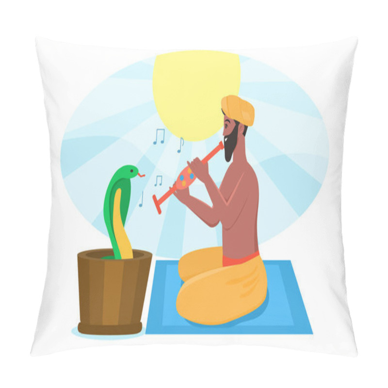 Personality  Snake Charmer Playing Pipe Flute For Dancing Cobra Pillow Covers