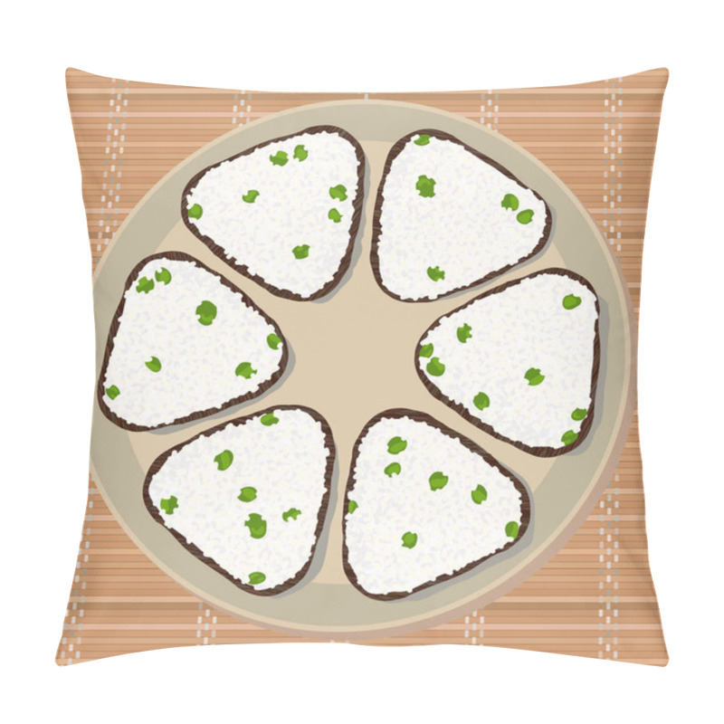 Personality  Onigiri With Green Peas Wrapped With Nori Seaweed. Pillow Covers