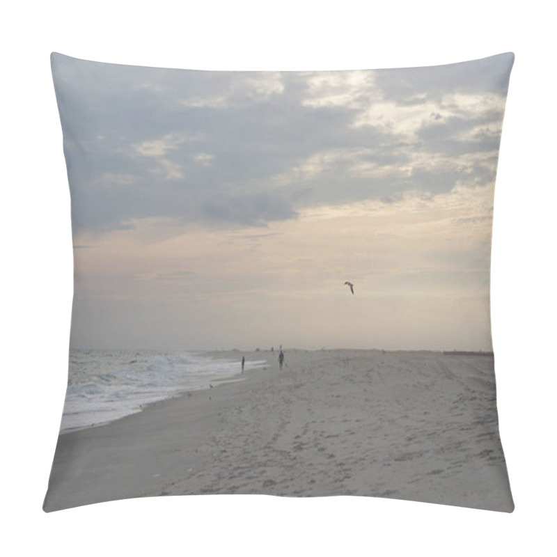 Personality  Jones Beach State Park, NY, USA: Sunset On The Shore Of The Atlantic Ocean At A Popular Long Island Beach. Pillow Covers