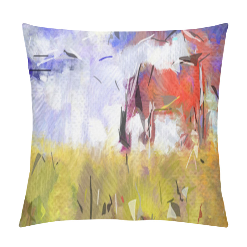 Personality  Abstract Painting. Horse In The Field. Pillow Covers