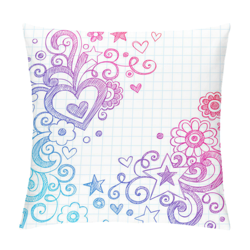 Personality  Heart Love Sketchy Doodle Swirls Valentines Day Vector Design Pillow Covers