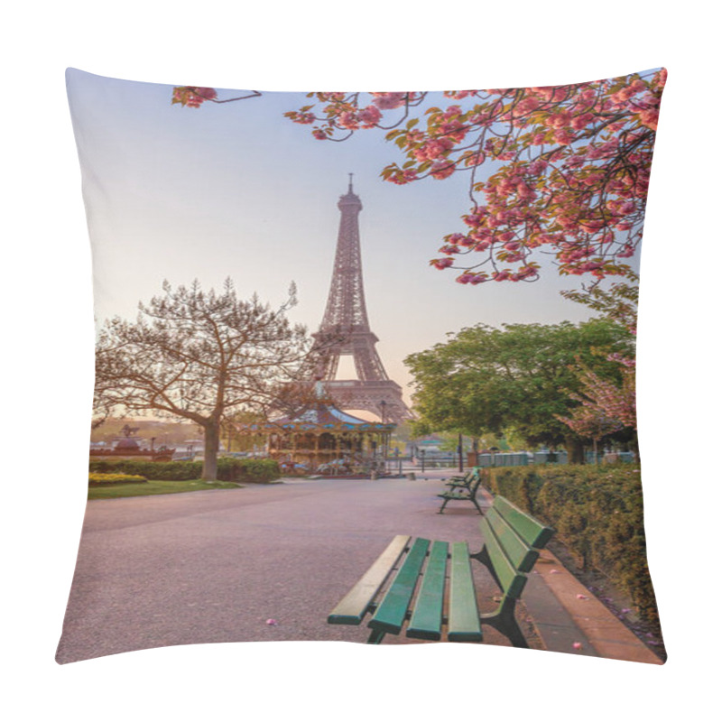 Personality  Eiffel Tower With Spring Trees In Paris, France Pillow Covers