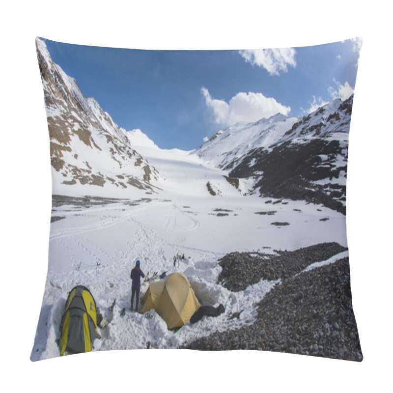 Personality  Tent In The Mountains, Northern Lights, Aurora Borealis Pillow Covers