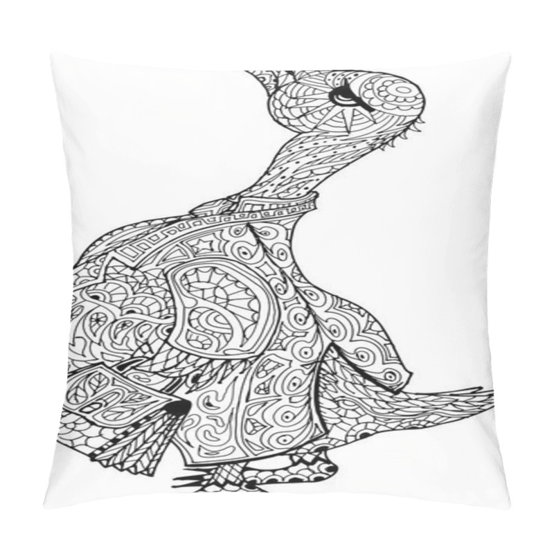 Personality  Arrogant Goose With A Briefcase. Freehand Sketch Drawing For Adult Antistress Coloring Book Pillow Covers