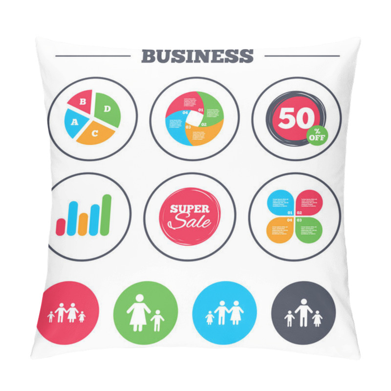 Personality  Parents And Kids Icon Set Pillow Covers