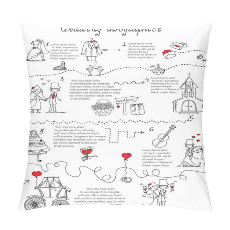 Personality  Doodle Wedding Infographics Pillow Covers