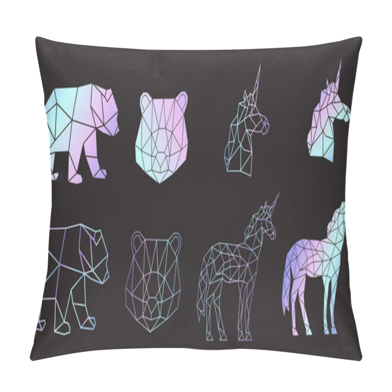 Personality  Vector Abstract Polygonal Geometric Bear, Unicorn Pillow Covers