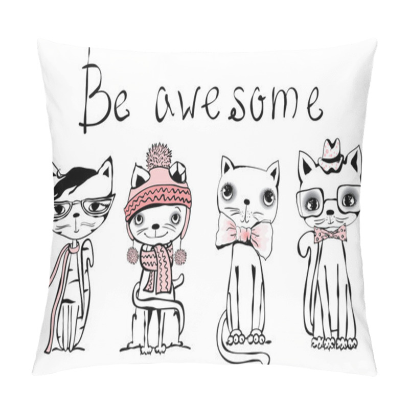 Personality  Poster With Stylish Cats Pillow Covers