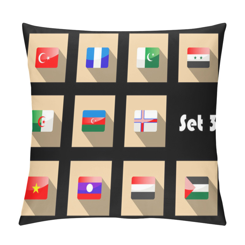 Personality  Set Of Flat Flag Icons Of Eastern Countries Pillow Covers