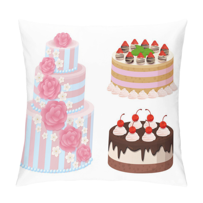 Personality  Sweet Bakery Collection Poster Vector Illustration Pillow Covers