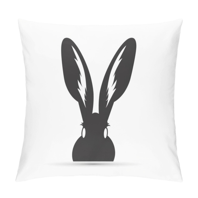 Personality  Stylized Silhouette Of A Rabbit's Head With Prominent Ears And Expressive Eyes. Pillow Covers