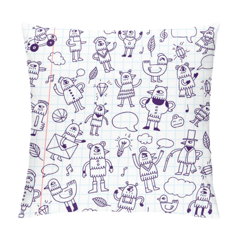 Personality  Doodle Birds  In School Notebook Pillow Covers