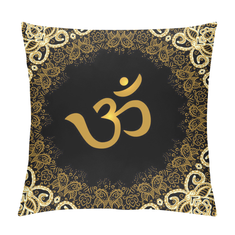 Personality  Om Sing On Mandala Background Pillow Covers