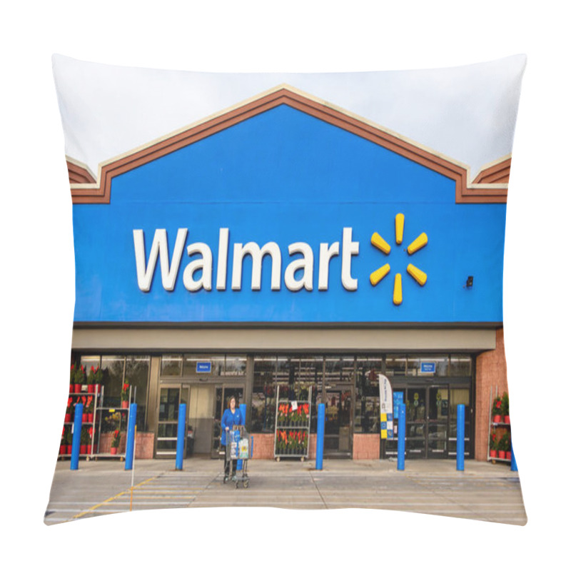 Personality  Prince Frederick, Maryland USA Dec 1, 2023 The Entrance To The Walmart Department Store. Pillow Covers