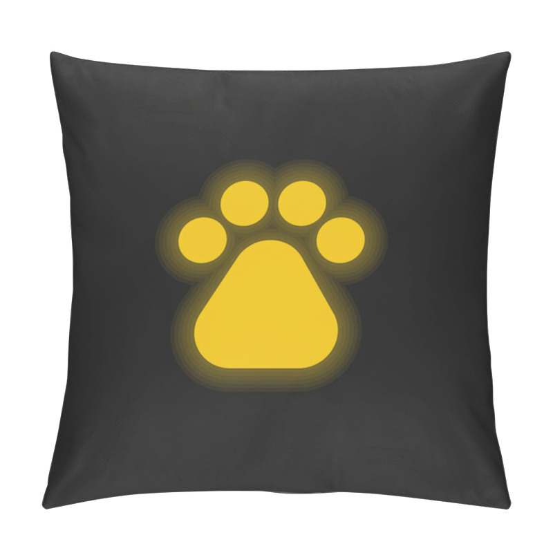 Personality  Bear Paw Yellow Glowing Neon Icon Pillow Covers