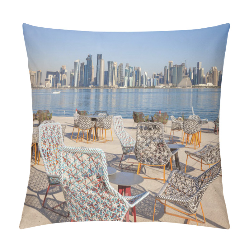 Personality  Modern Skyline Of Doha Pillow Covers