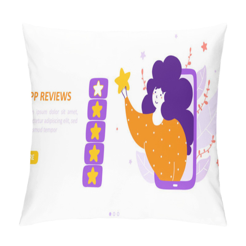 Personality  App Review Landing Page Flat Vector Template Pillow Covers