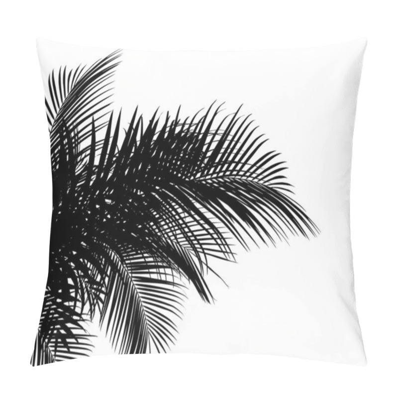 Personality  Silhouette Of Beautiful Palm Leaves On White Background Pillow Covers