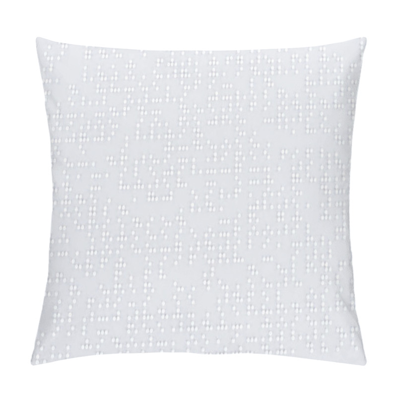 Personality  Top View Of Text In International Braille Code On White Paper Pillow Covers