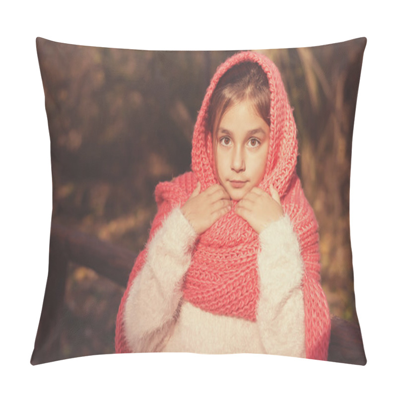 Personality  Adorable Little Girl Outdoor In The Forest Pillow Covers