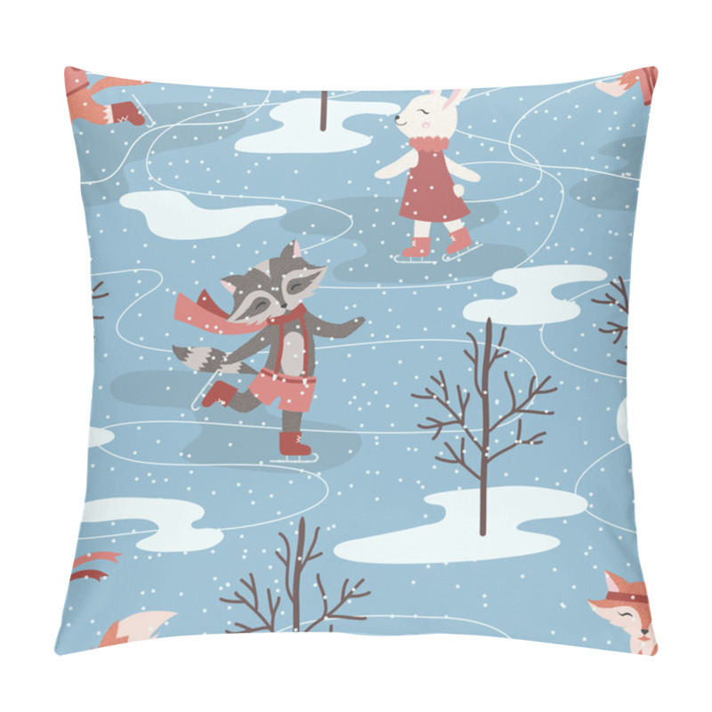 Personality  Seamless Pattern Of Skating Cute Animals. Pillow Covers