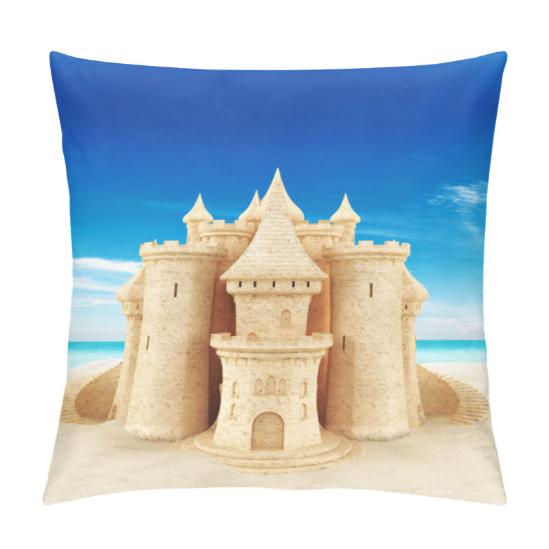 Personality  Sand Castle With A Beach Background W Pillow Covers