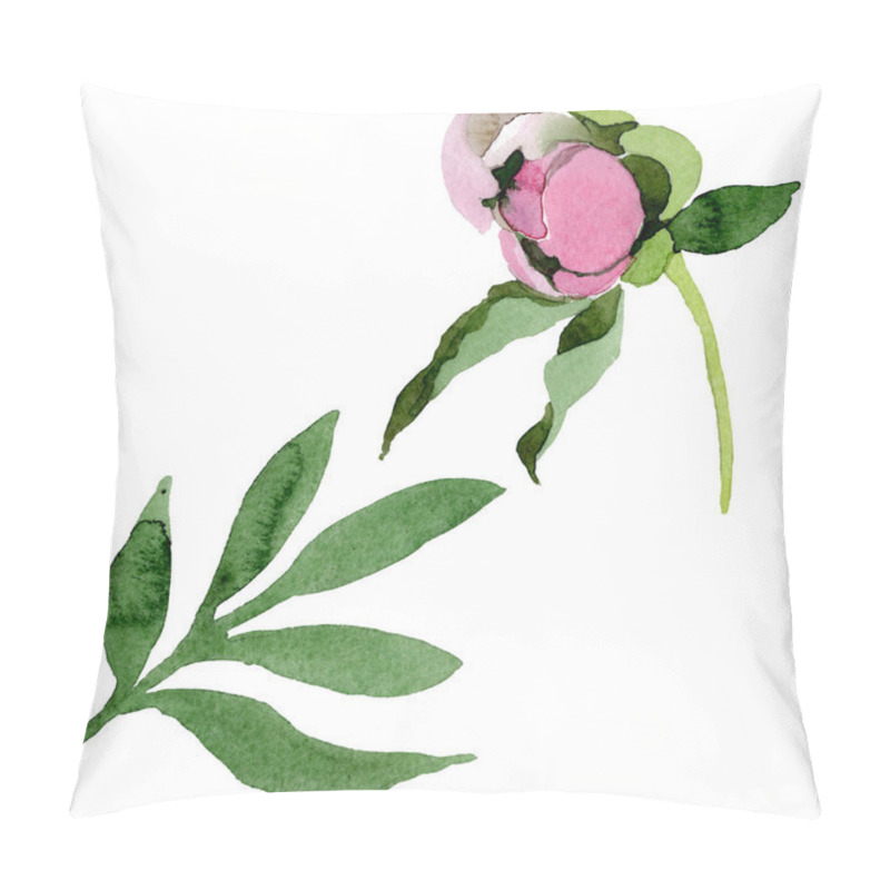 Personality  Beautiful Pink Peony Flower Isolated On White Background. Watercolour Drawing Fashion Aquarelle. Isolated Peony Flower Illustration Element. Pillow Covers