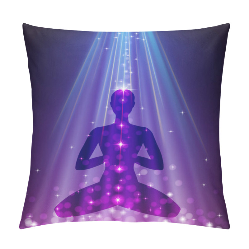 Personality  Padmasana On Glowing Purple Background Pillow Covers