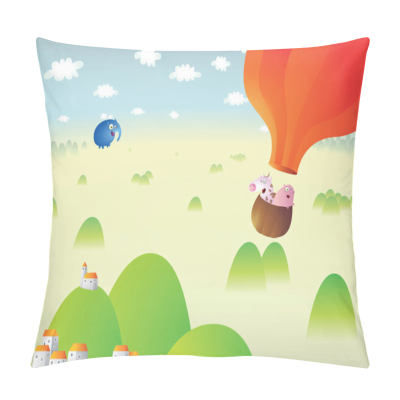 Personality  Foggy Landscape With Red Baloon Pillow Covers