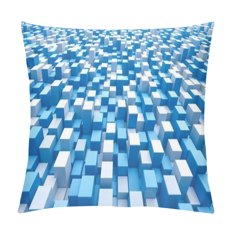 Personality  Abstract Geometric Pattern With A Blue And White Grid, Creating A 3D Perspective Illusion. Minimalist Design With Cubes, Tessellation, And A Futuristic, Technological Aesthetic Pillow Covers