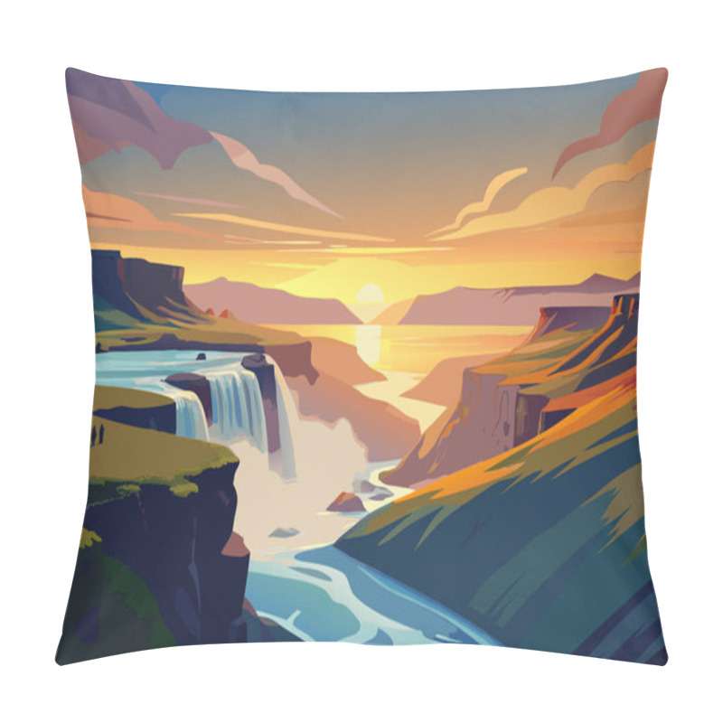 Personality  Beautiful Landscape Of Iceland. Vector Illustration Pillow Covers