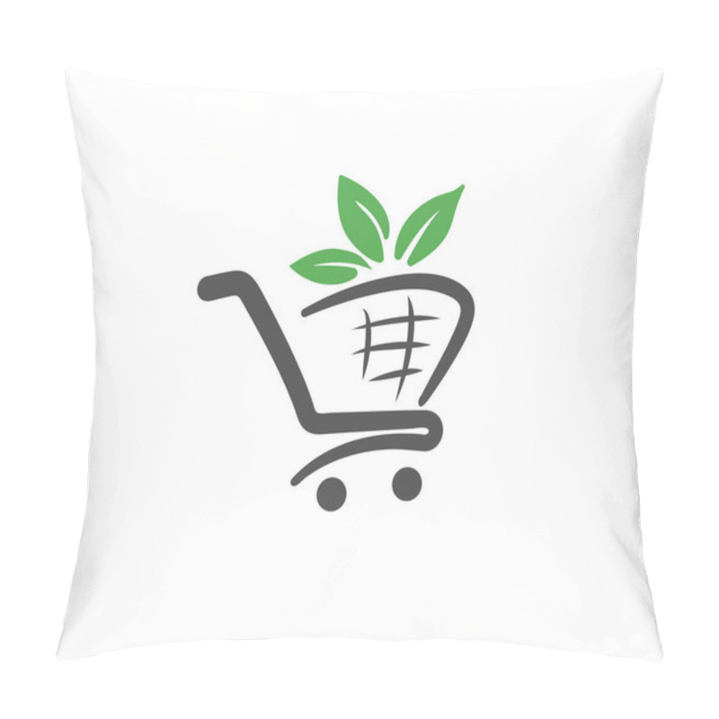 Personality  Organic Shopping Cart Logo Design Inspiration Pillow Covers