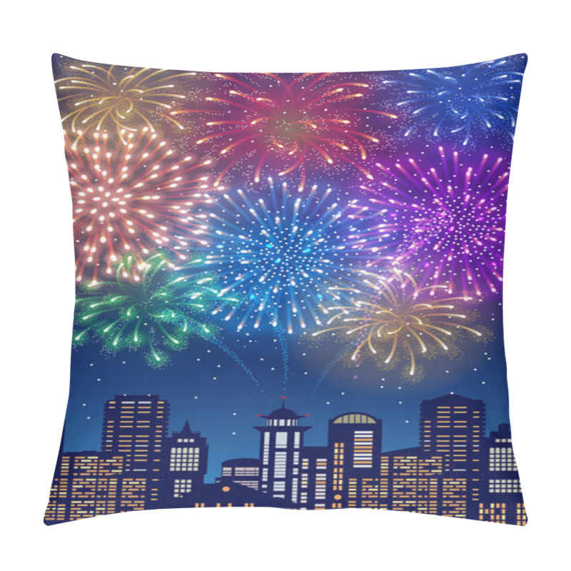 Personality  Festive Fireworks Over The Cityscape Pillow Covers