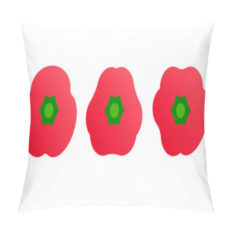 Personality  Paprika. Minimal Style Red Bell Pepper Set. Minimalistic Red Pepper Collection, Top View. Abstract Geometric Vegetable On White Background. Modern Minimalistic Template Design With Gradient. Pillow Covers